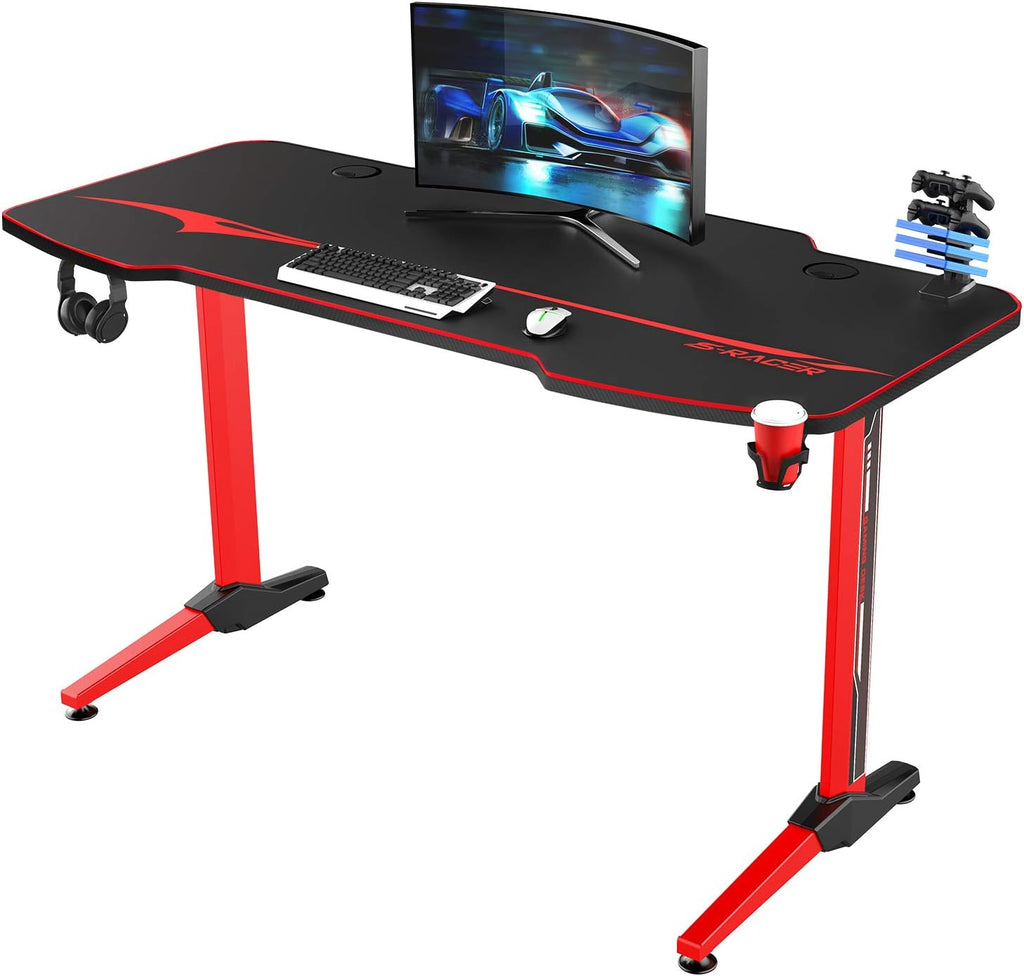 44 Inch T Shaped Gaming Desk with Cup Holder V286835