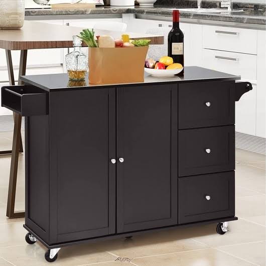 Kitchen Island Storage Cabinet with Stainless Steel Top K6960