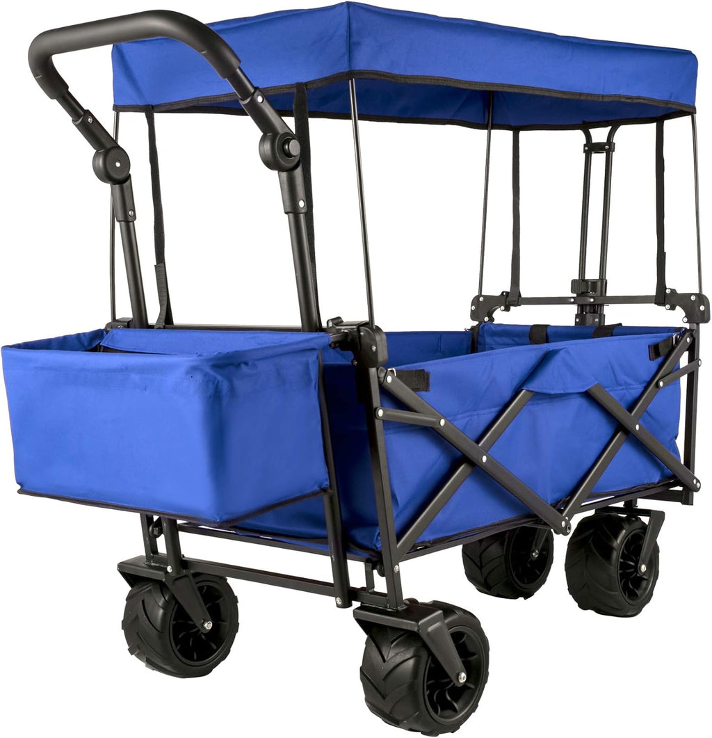 Extra Large Collapsible Garden Cart with Removable Canopy, Black O69897