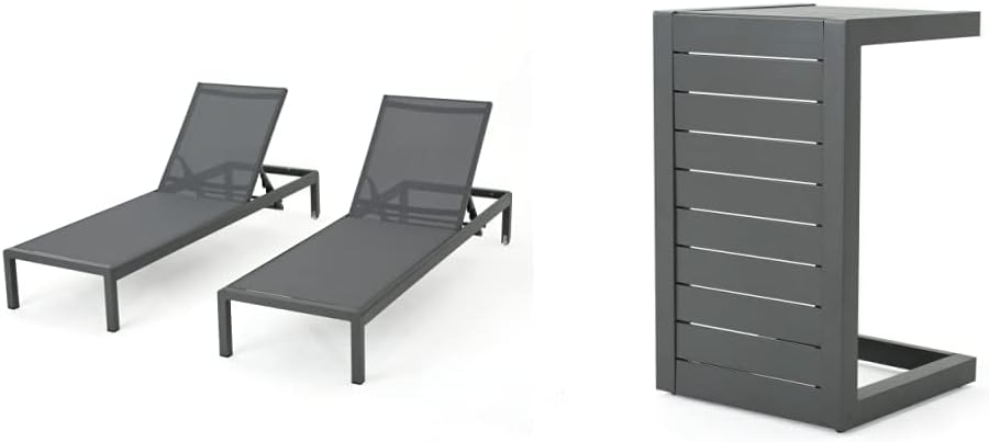 Grey Outdoor Aluminum Chaise Lounges 2-Pcs Set A6073