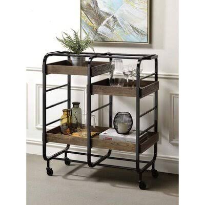 Black Brown Bar Cart C649