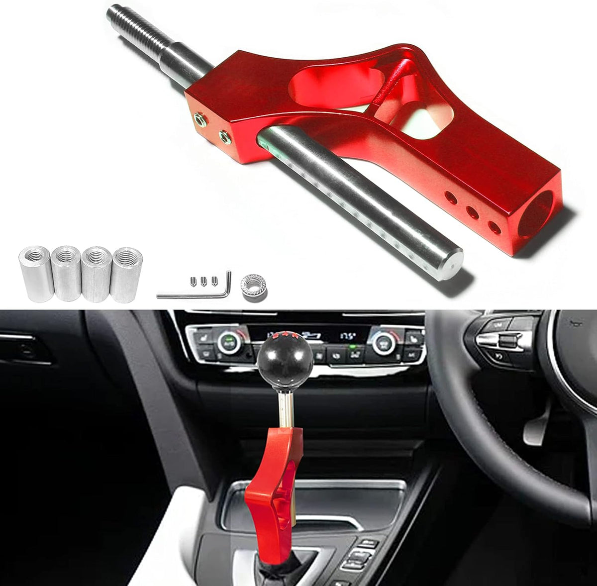 Adjustable Aluminum Shift Knob Extender with 4 Adapters T703042