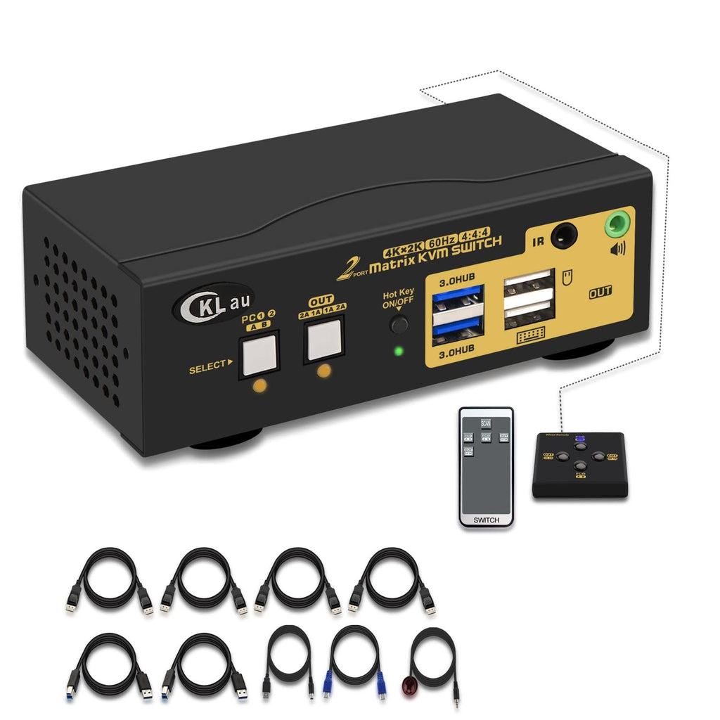 2 Port Dual Monitor Displayport USB 3.0 4K 60Hz KVM Switch V2254