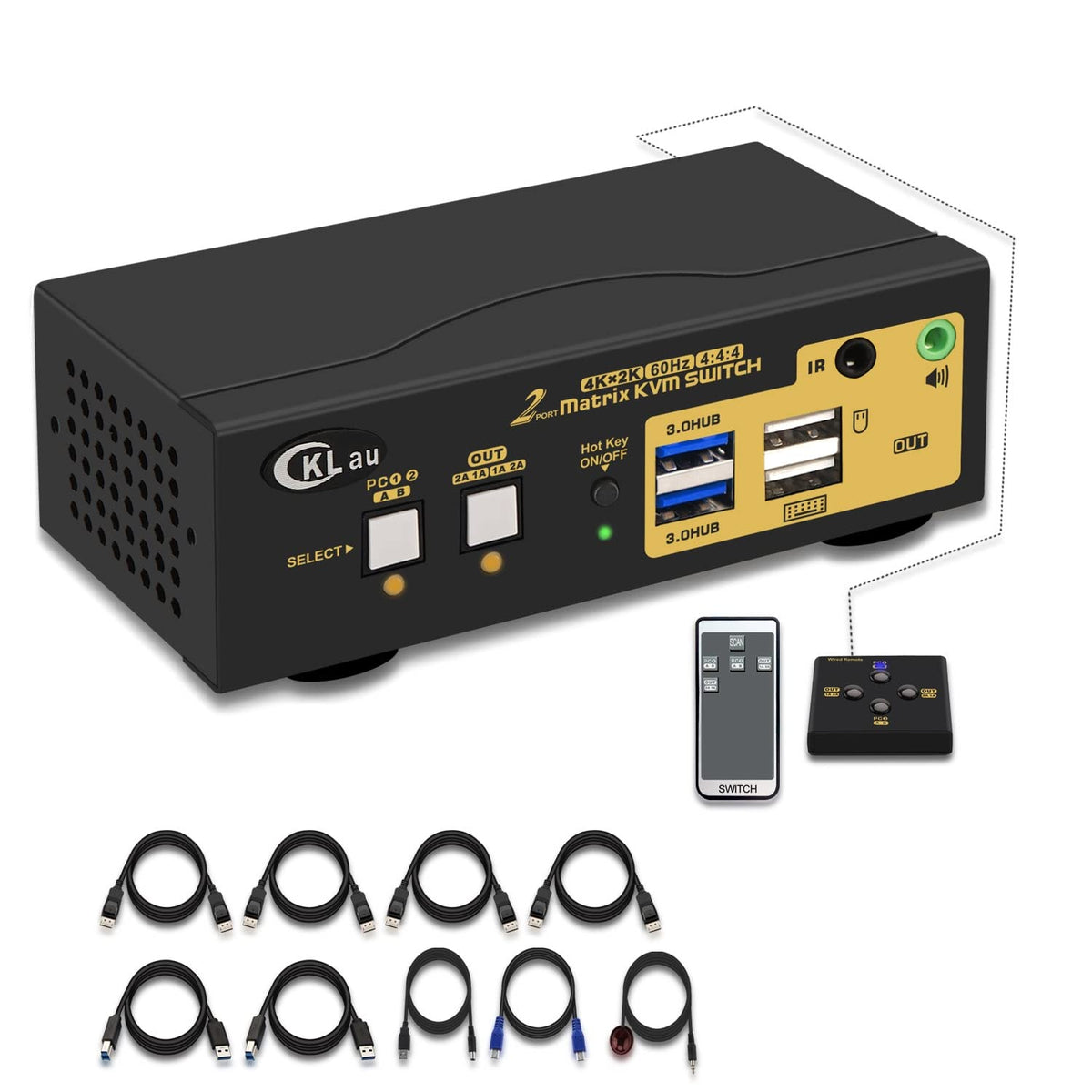 2 Port Dual Monitor Displayport USB 3.0 4K 60Hz KVM Switch V2254