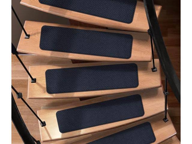 Set of 12 Attachable Indoor Carpet Stair Treads Navy Blue 8 in. x 30 in. N841499