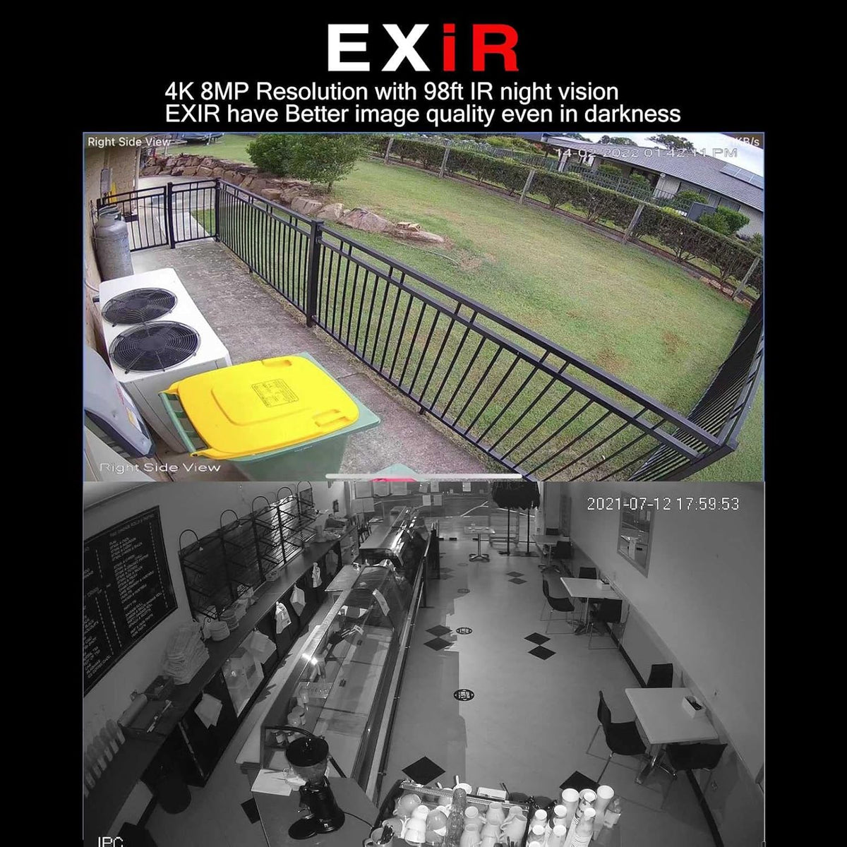 4K 8MP Outdoor PoE IP Turret Camera with Mic, 2.8mm Lens, IP67 F7370