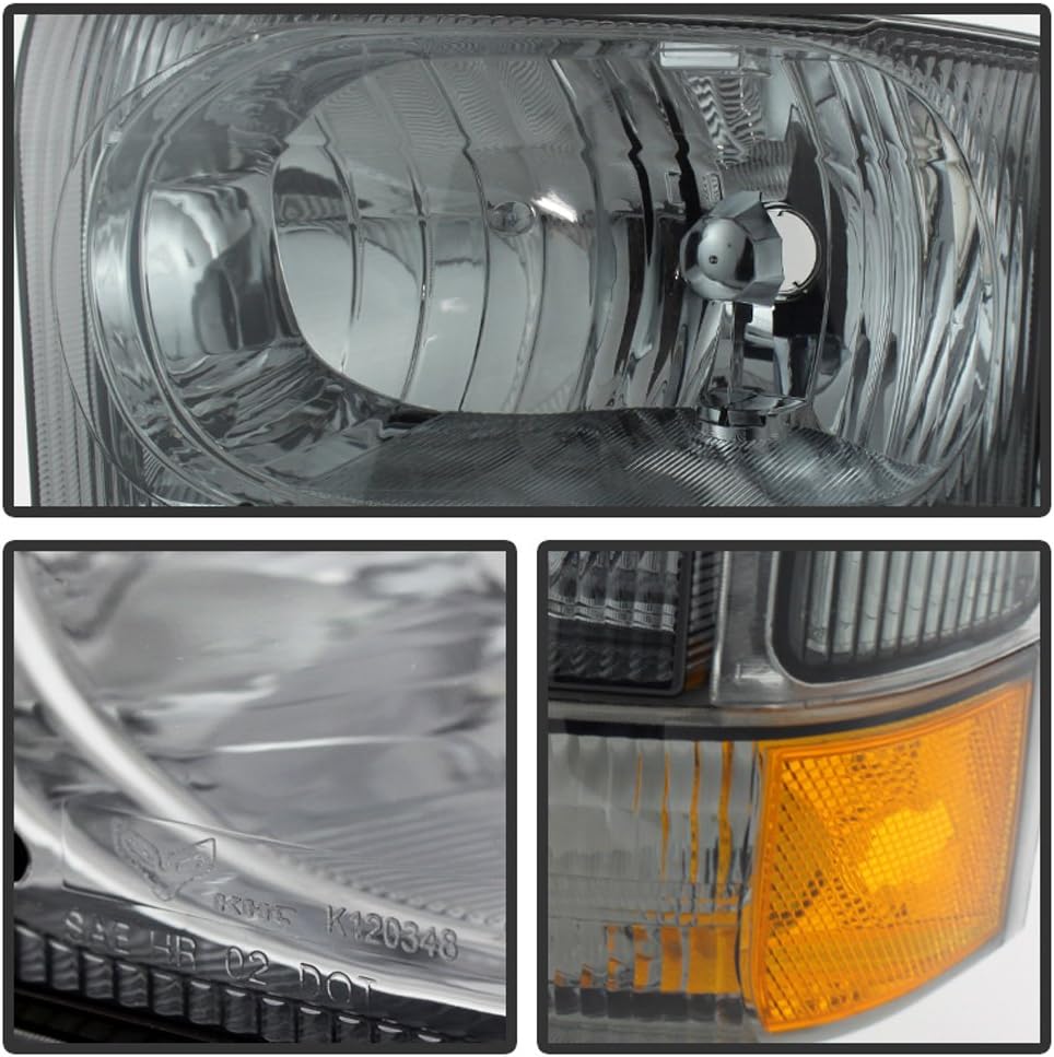 Smoked Lens Headlights with Bumper Corner Signal Lamps Pair M2756