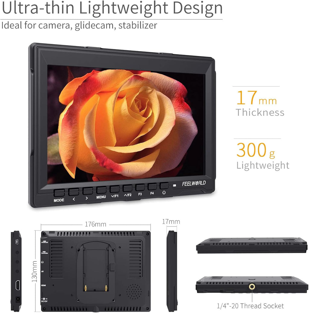 7 Inch DSLR Camera Field Monitor IPS 1280x800 4K HDMI with Sunshade R78801