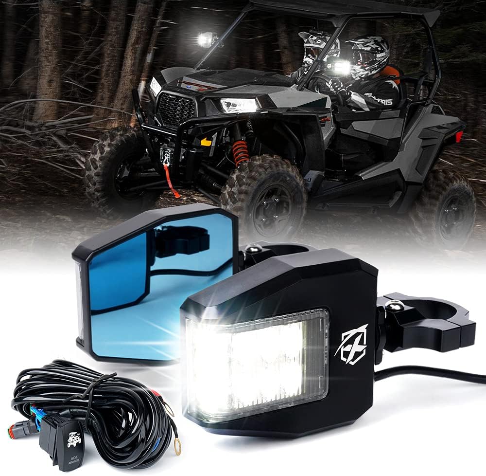 Aluminium UTV Side Rear View Mirrors with LED Spot Light T334