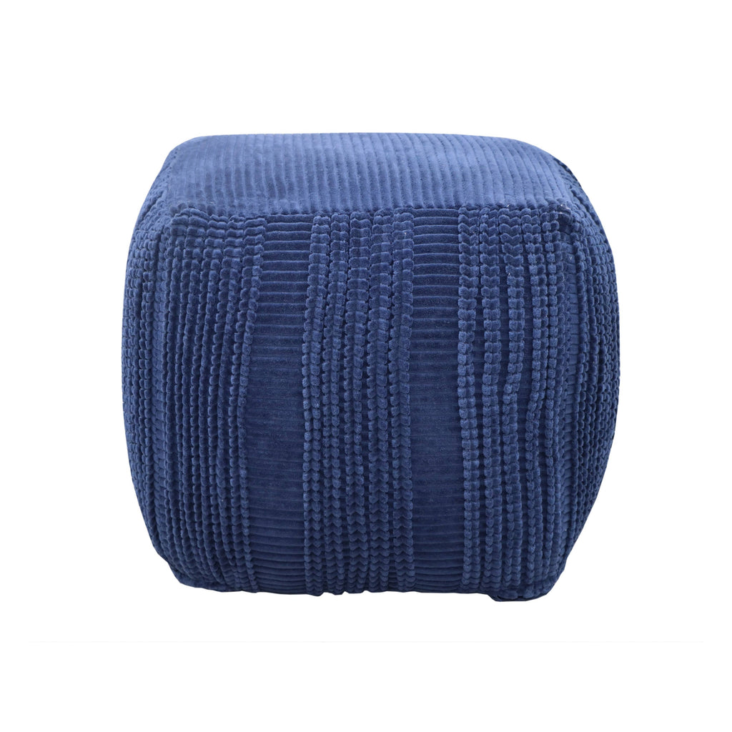 Cotton Upholstered Striped Ottoman E531344