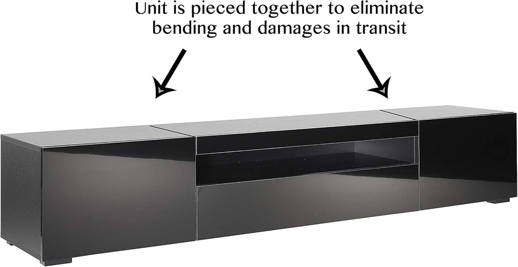Modern Black Modular TV Cabinet with LED Lights L7184