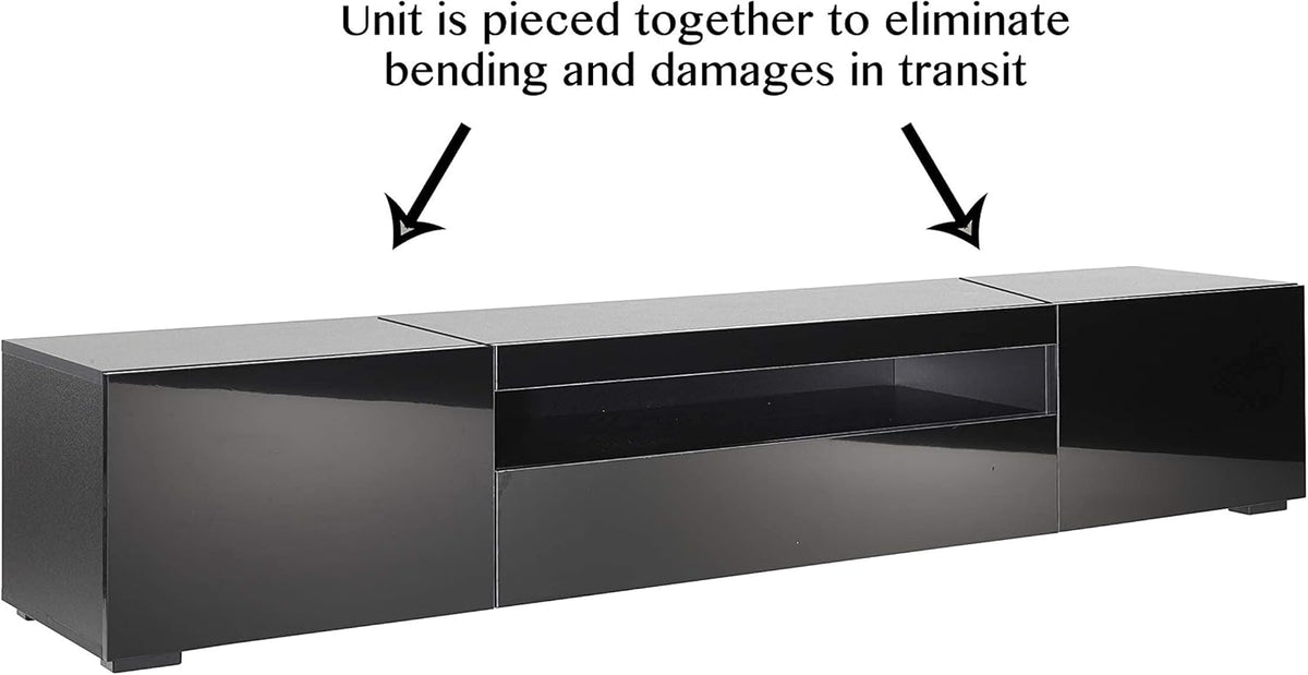 Modern Black Modular TV Cabinet with LED Lights L7184