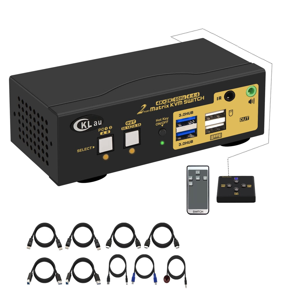 2 Port Dual Monitor Displayport USB 3.0 4K 60Hz KVM Switch V2254