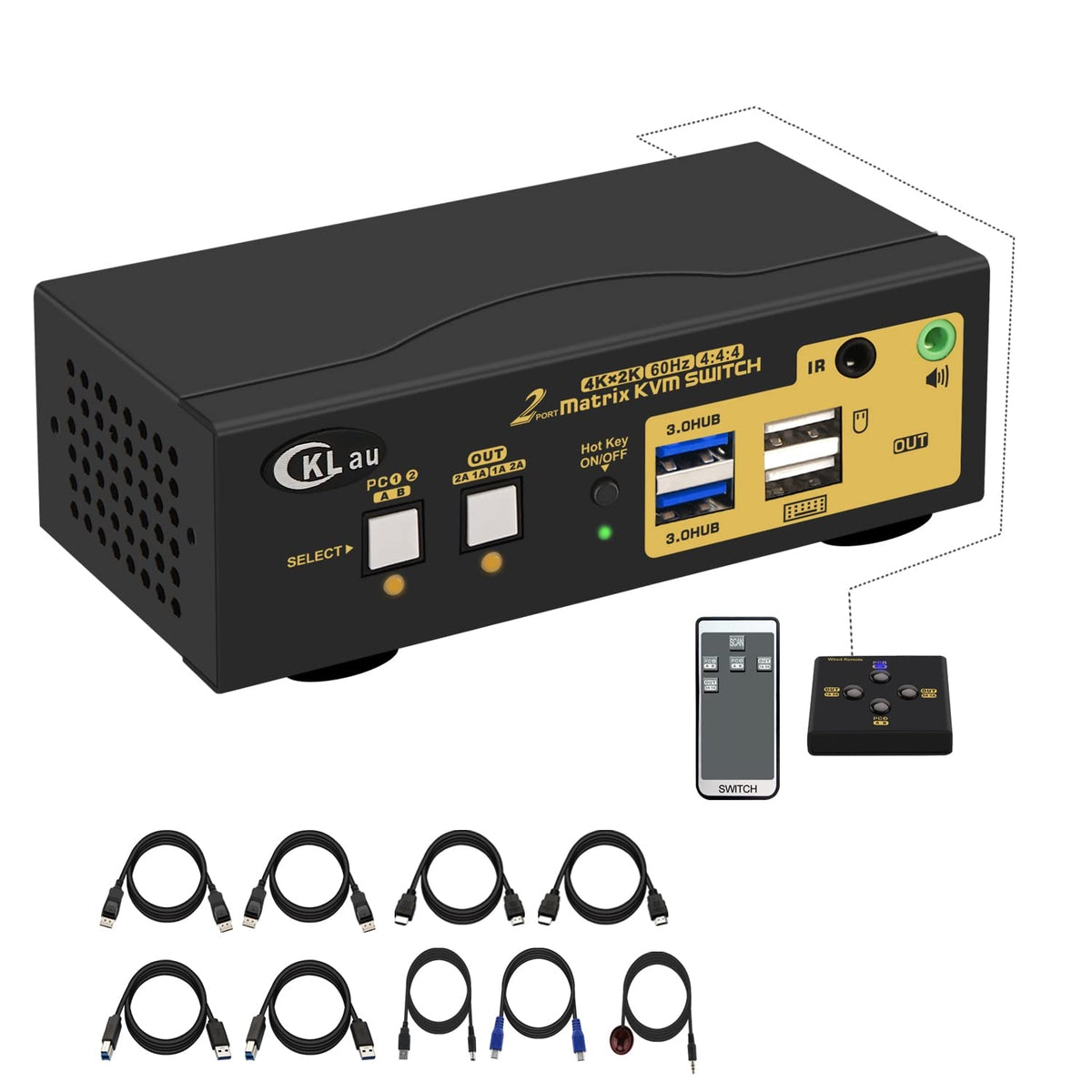 2 Port Dual Monitor Displayport USB 3.0 4K 60Hz KVM Switch V2254