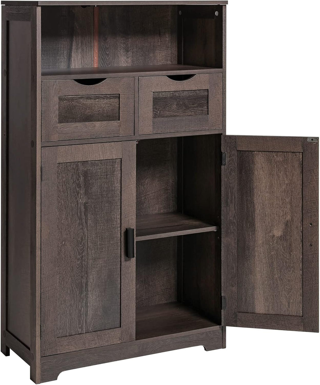 Dark Brown Storage Cabinet with 2 Drawers and 2 Shelves N932