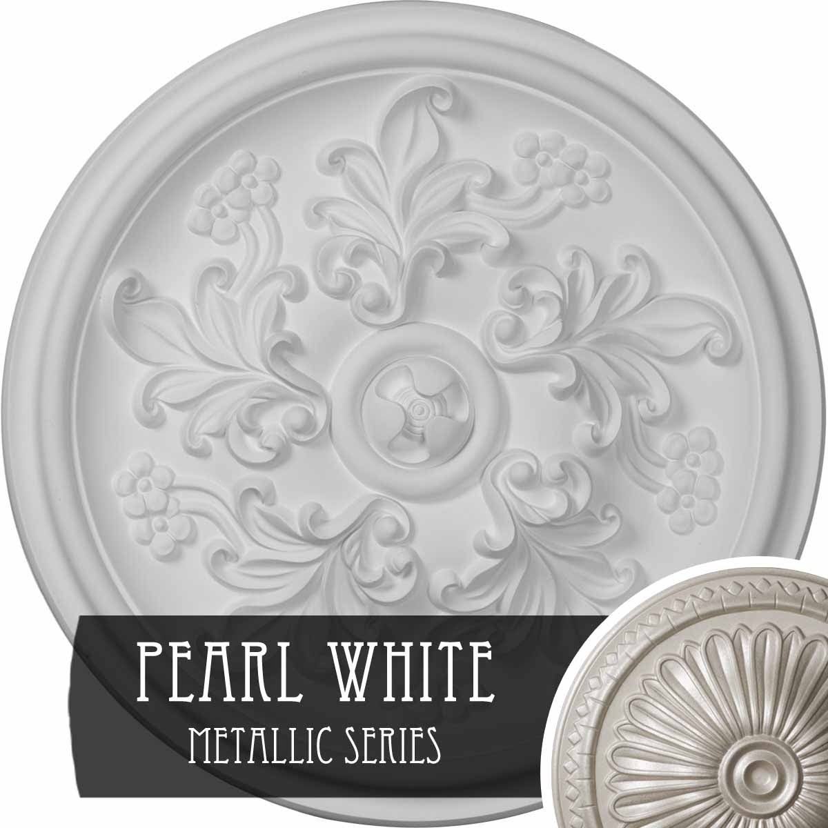 Hand-Painted Pearl White Ceiling Medallion S33650