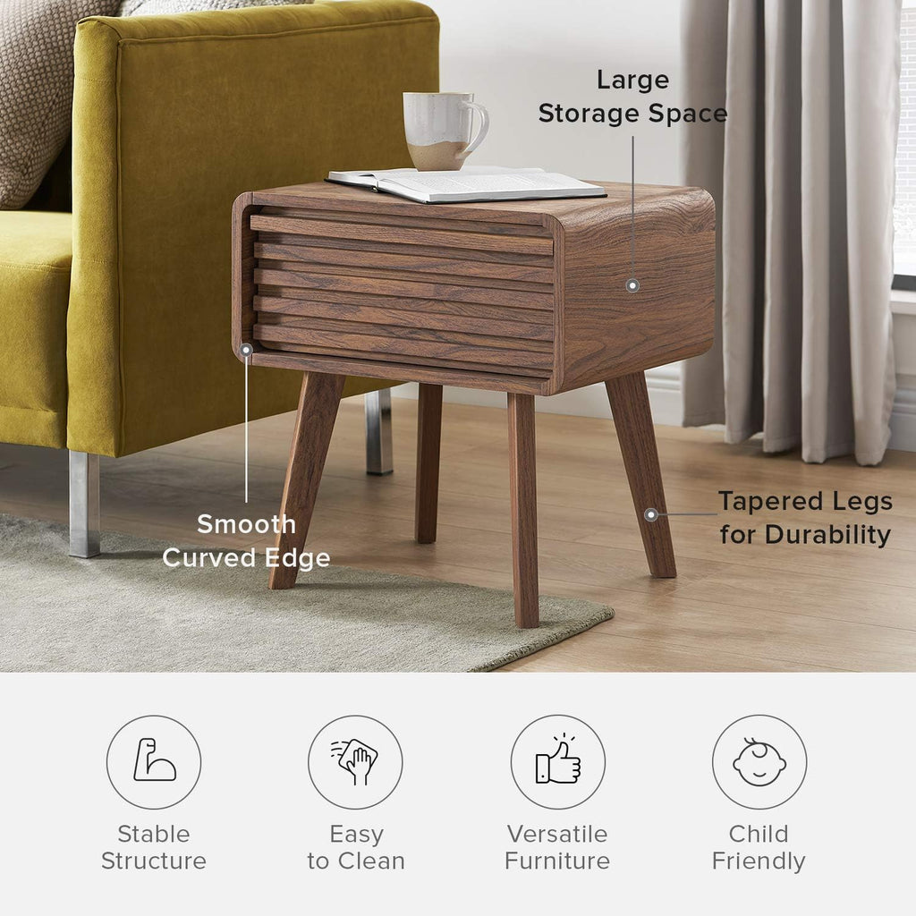 Walnut Side Table with Slatted Door E222780