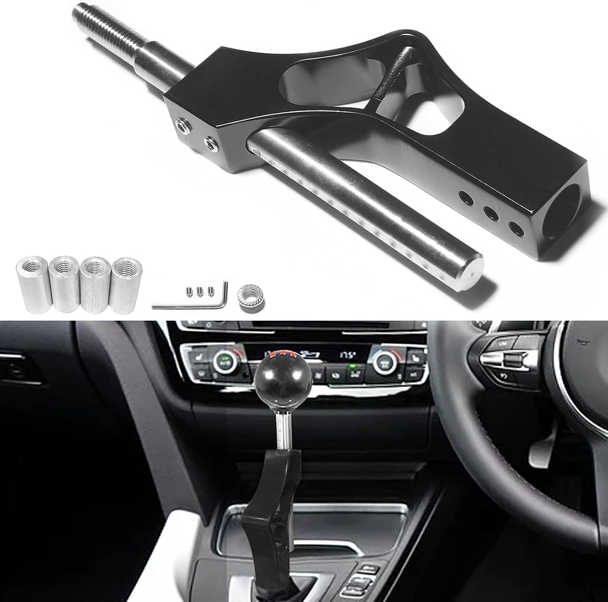 Adjustable Aluminum Shift Knob Extender with 4 Adapters T703042
