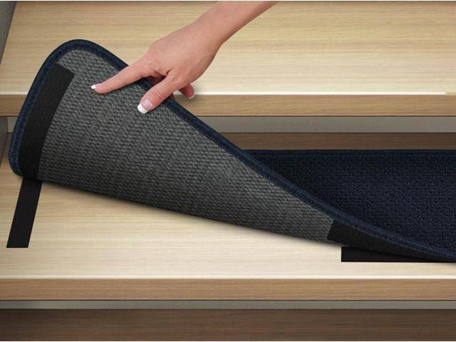 Set of 12 Attachable Indoor Carpet Stair Treads Navy Blue 8 in. x 30 in. N841499