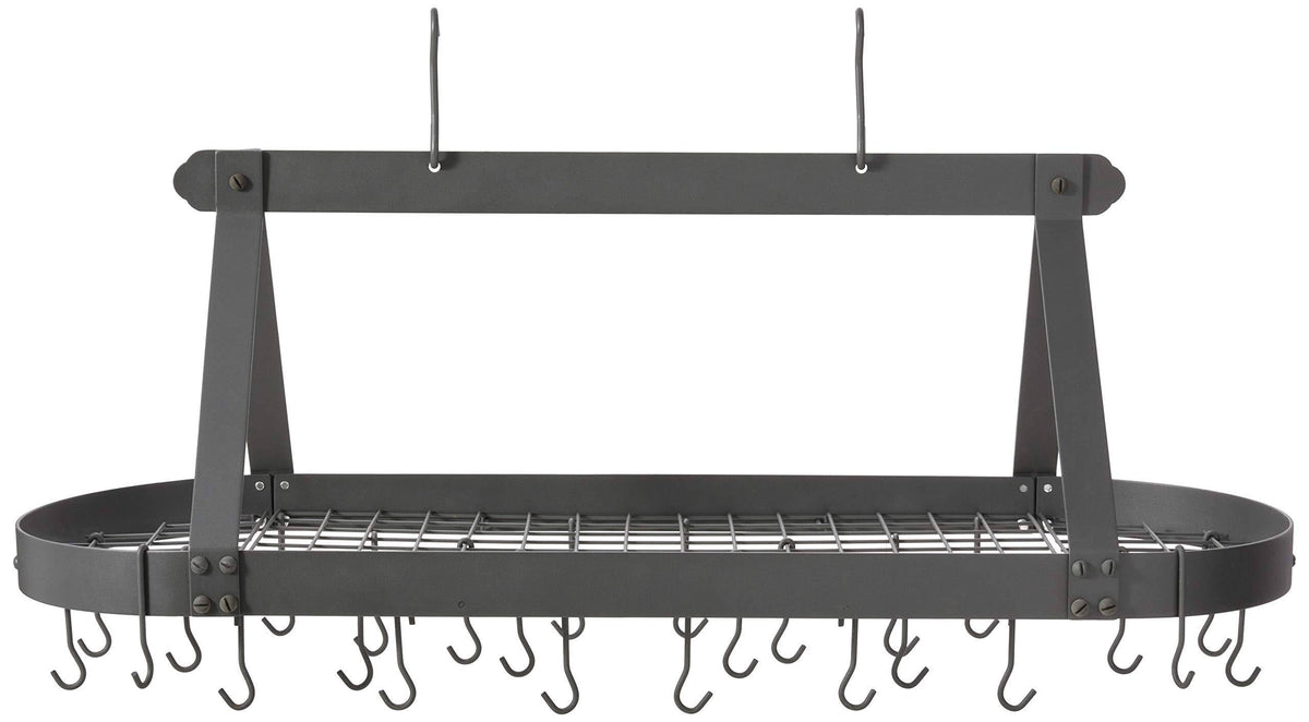 Graphite Oval Hanging Pot Rack with 24 Hooks Z604