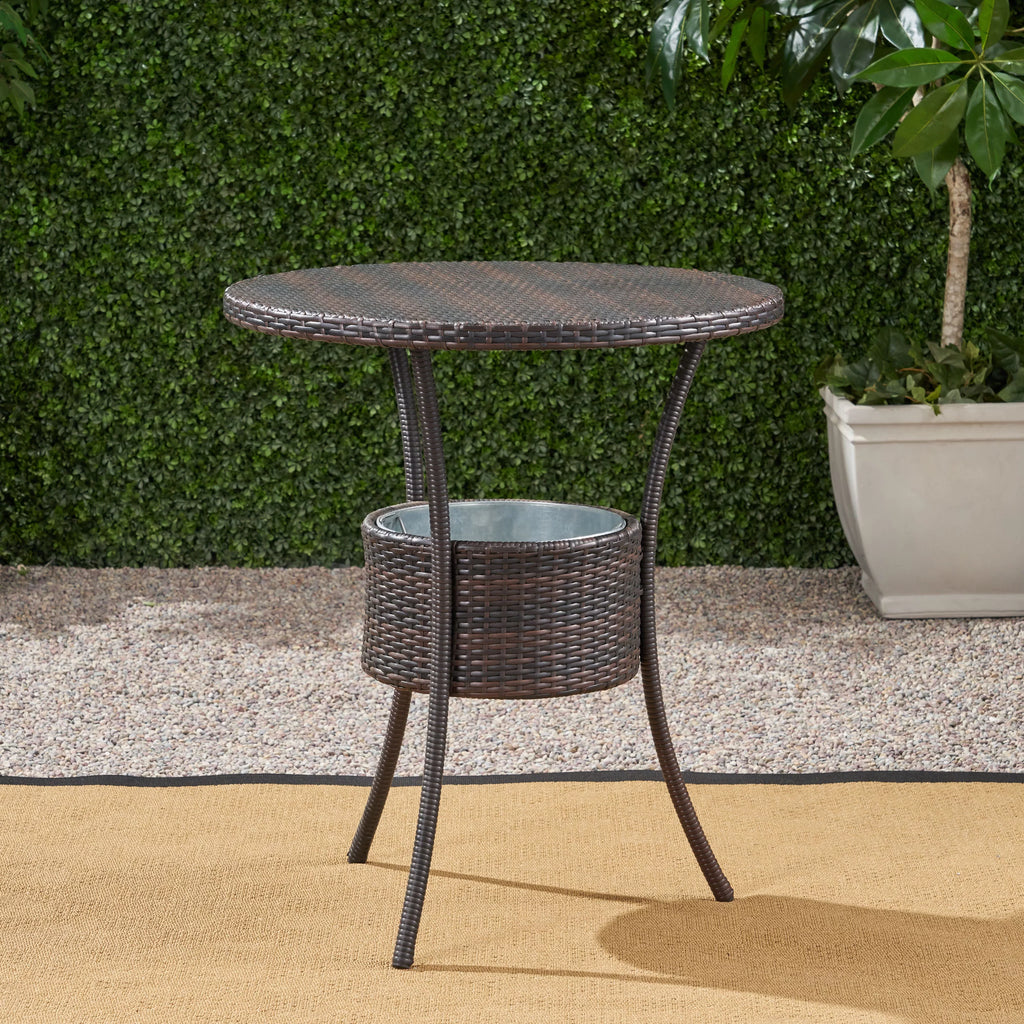 Round Wicker Table with Ice Pail J917
