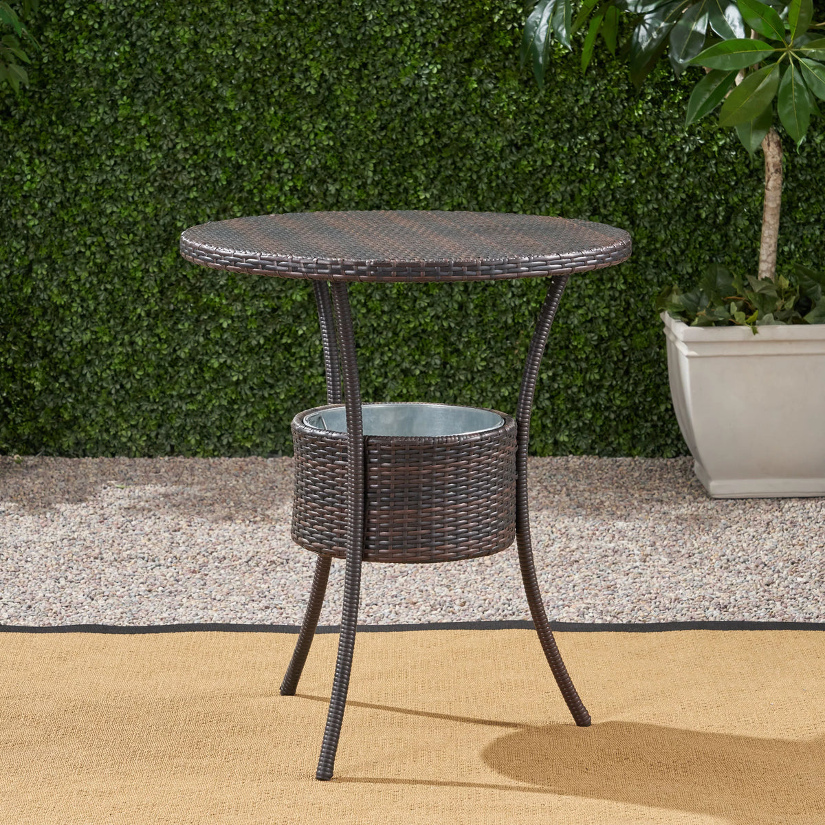 Round Wicker Table with Ice Pail J917