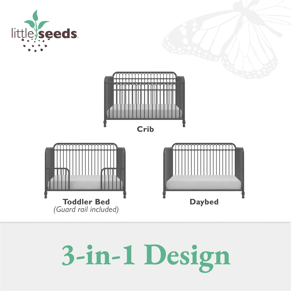 Gray Convertible Metal Crib F789