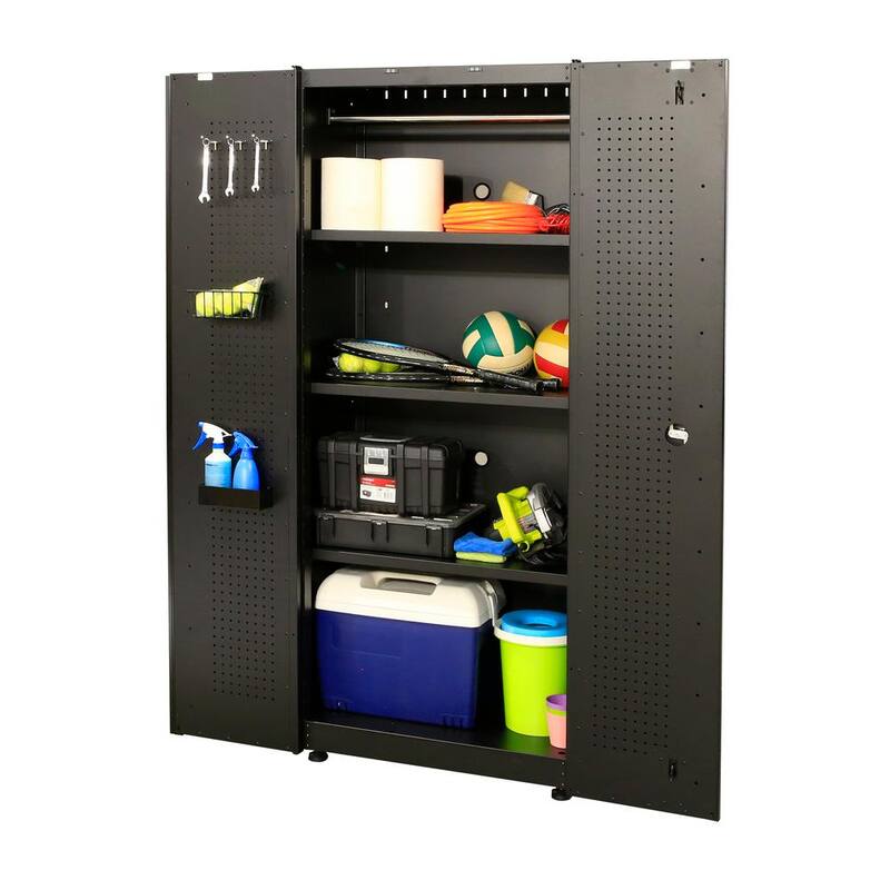 7 Piece Welded Steel Garage Storage System Black J816