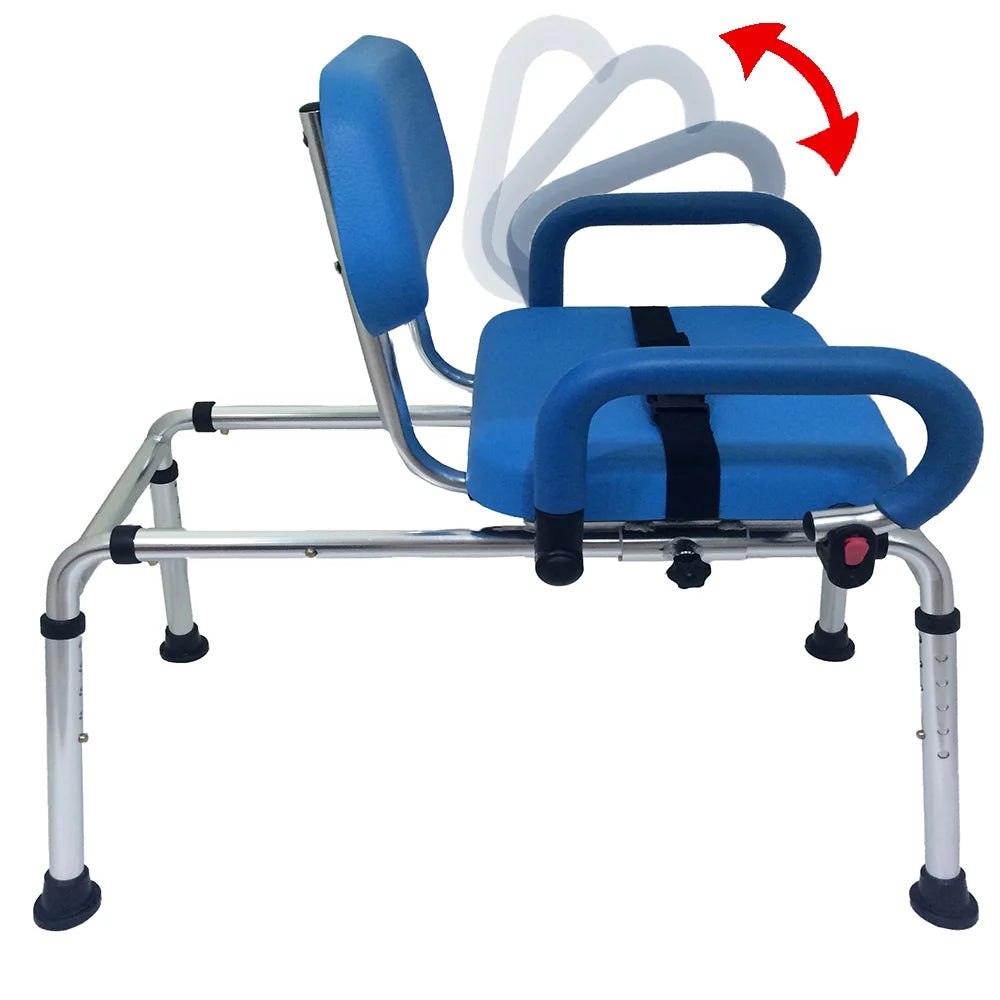 Sliding Transfer Bench with Swivel Seat Padded Bath Shower Chair I9713
