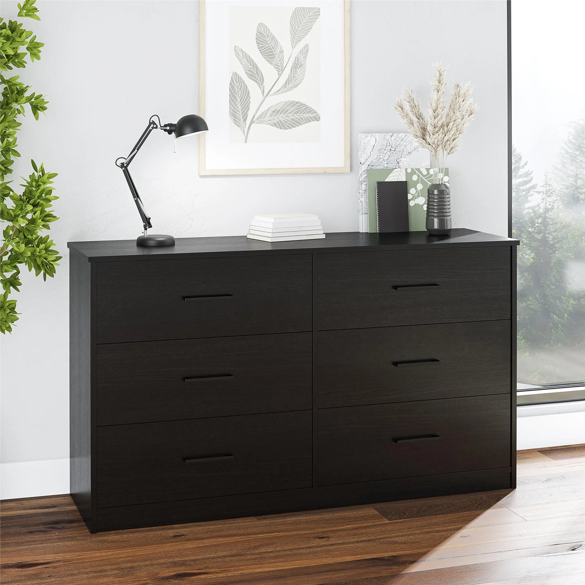 Black 6 Drawer Dresser F6781
