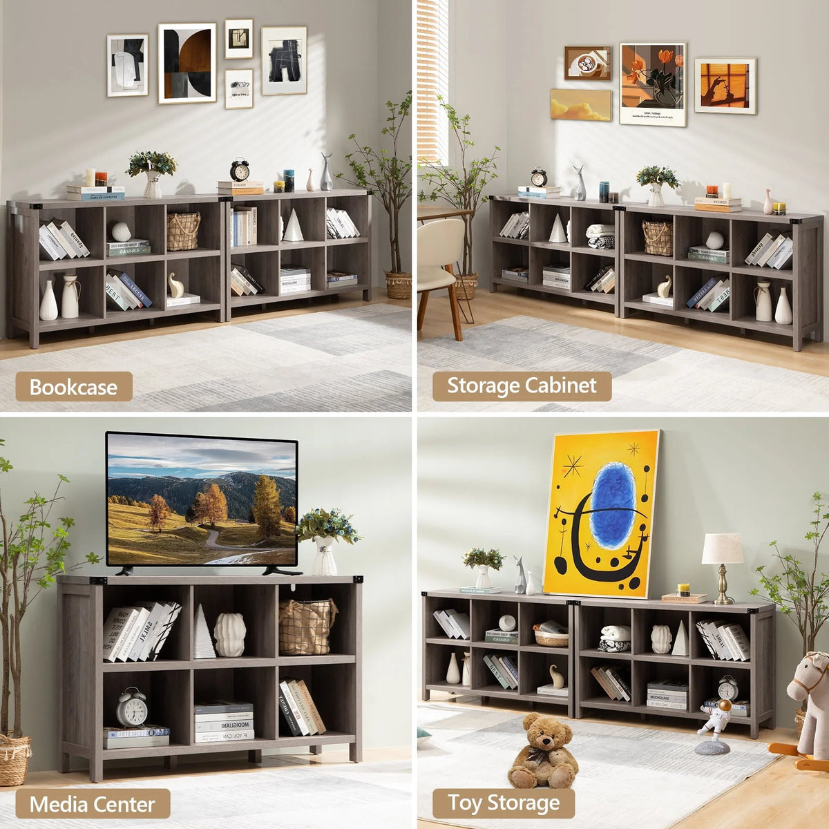 6 Cube Wood & Metal Storage Organizer O4792