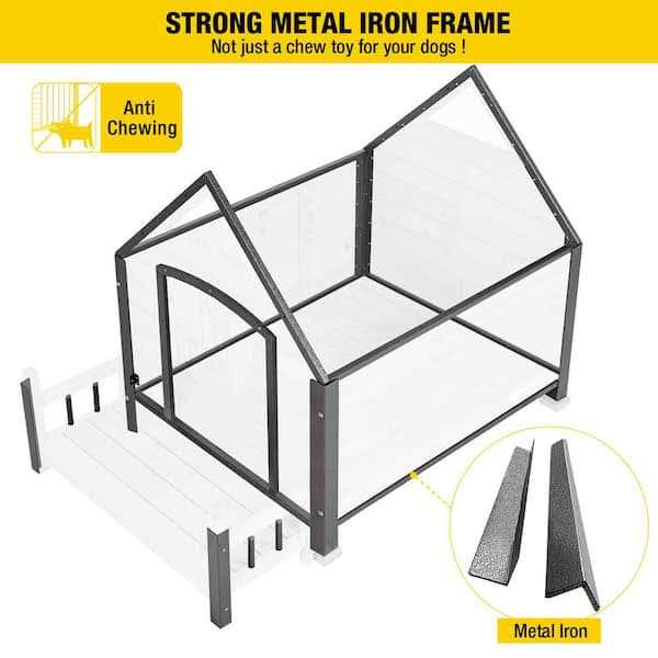 Outdoor Dog House with Porch Iron Frame R40619