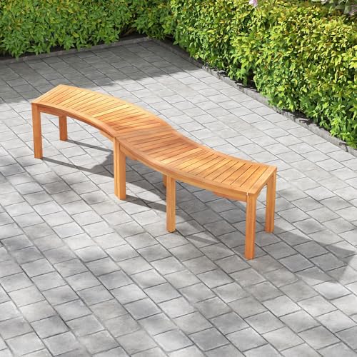 Acacia Wood Firepit Bench with Metal Frame Q8481