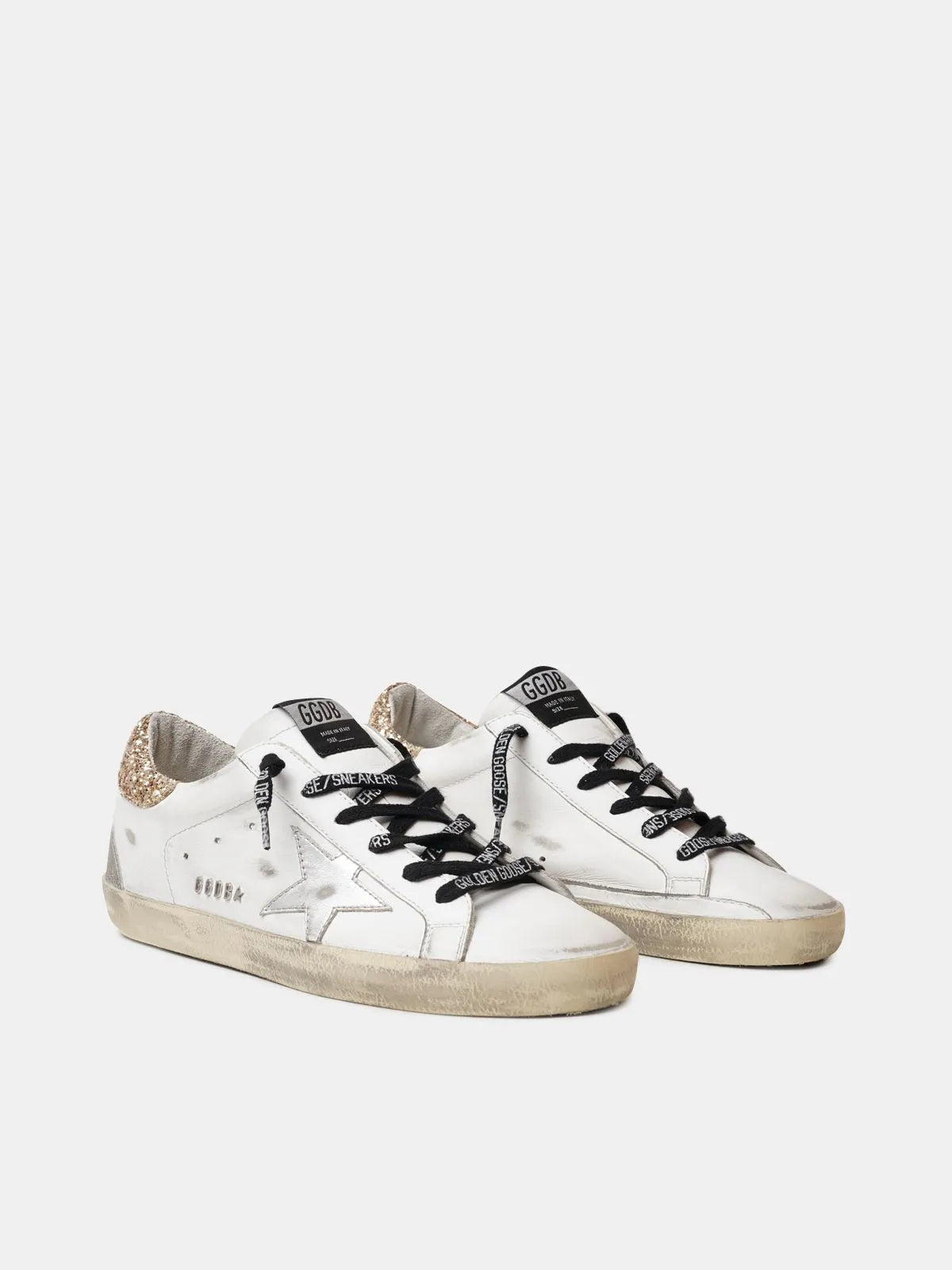 White Leather Sneakers with Heel Tab K503