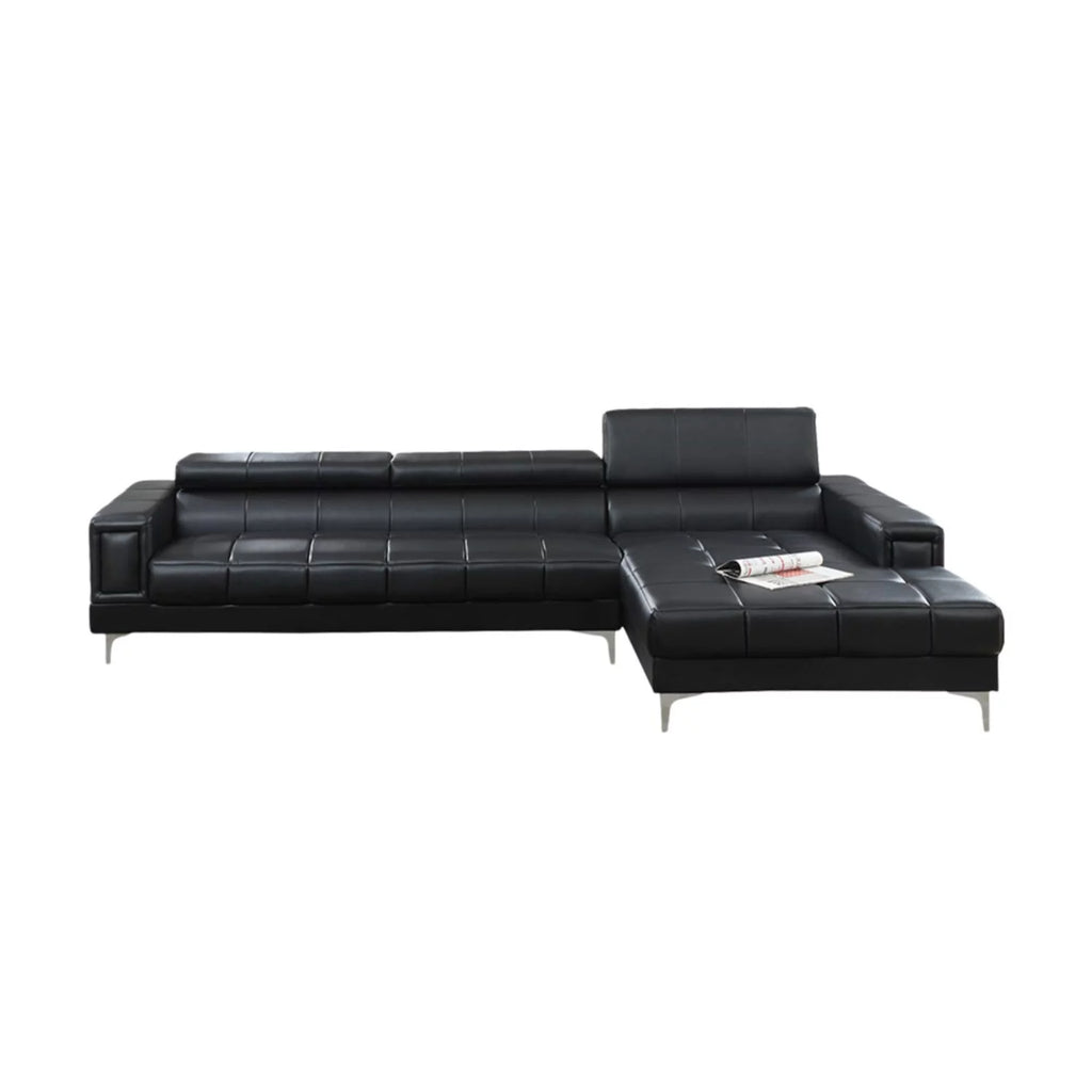 Black Bonded Leather 2 Piece Sectional Set X427