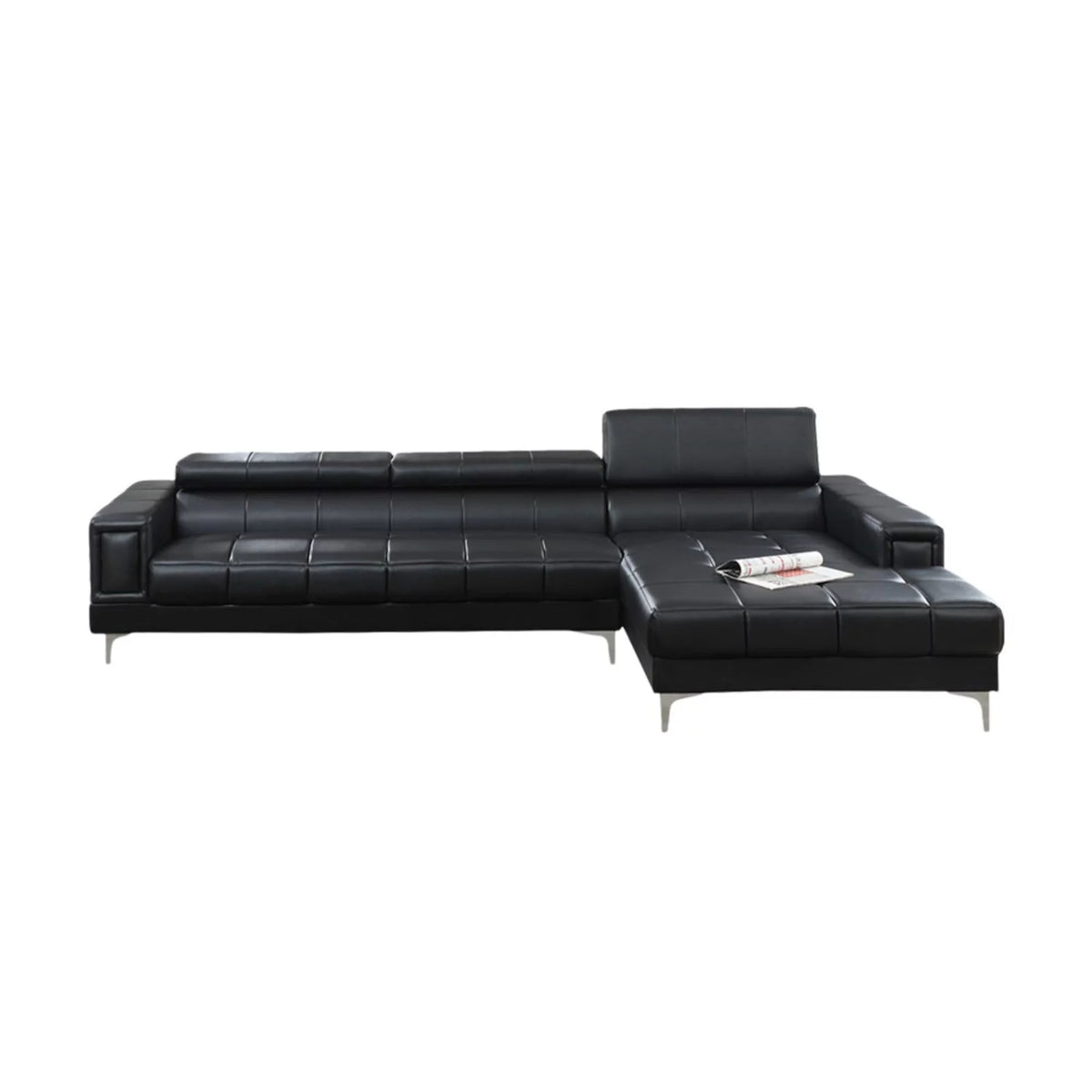 Black Bonded Leather 2 Piece Sectional Set X427