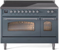 48 Induction Range with Electric Oven in Blue Grey W33482