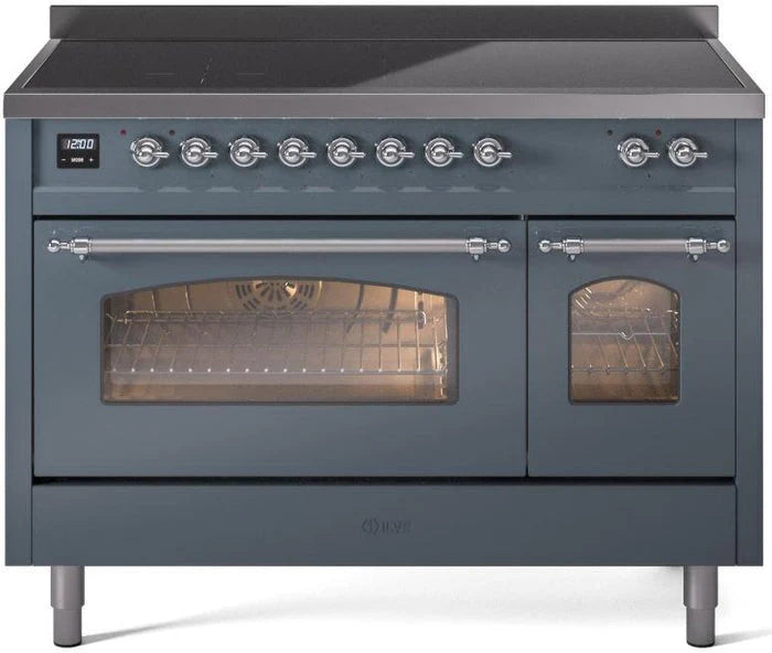 48 Induction Range with Electric Oven in Blue Grey W33482