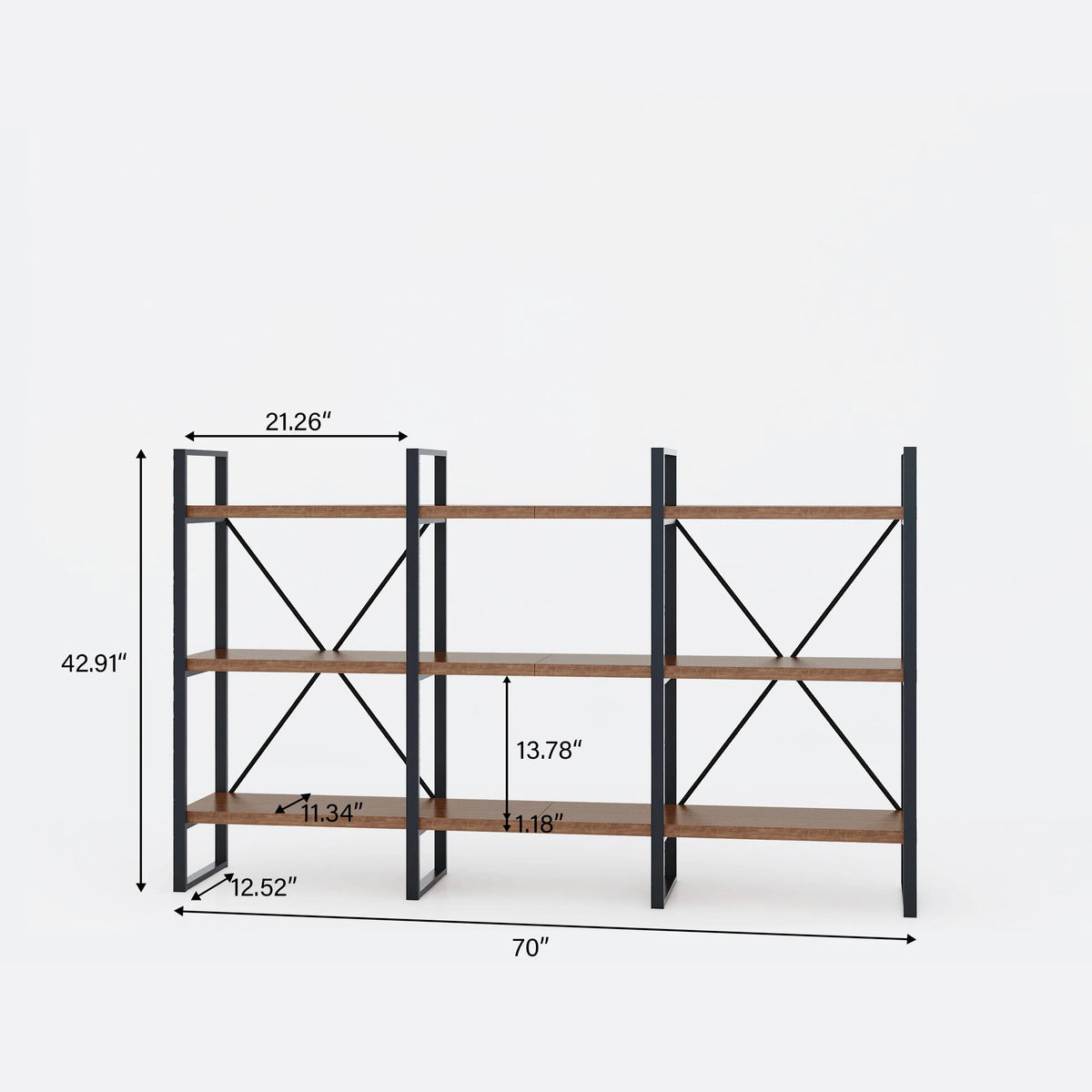 Antique Walnut Wood and Metal Display Etagere Bookcase I898