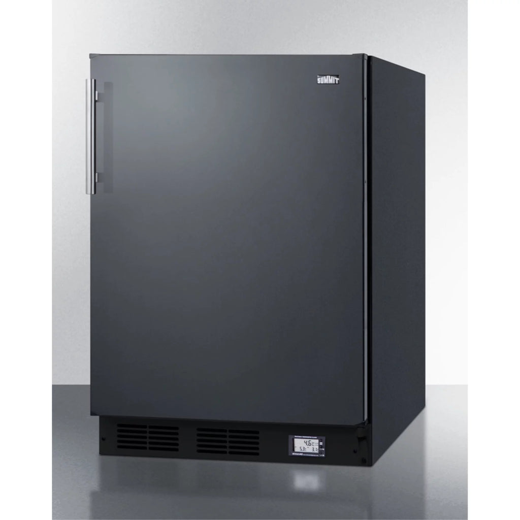 Black Undercounter Refrigerator-Freezer with Thermometer and Alarm M7975