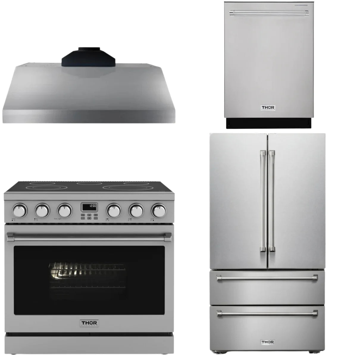 36 Electric Range, Range Hood, Refrigerator and Dishwasher C4165