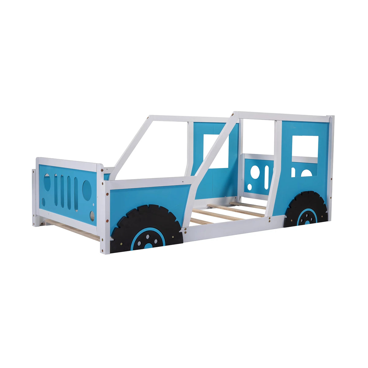 Twin Size Wood Platform Bed Frame with Wheels X5690