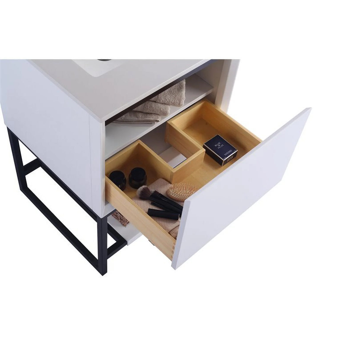 24" Oak Wood and Stainless Steel Cabinet in White T887