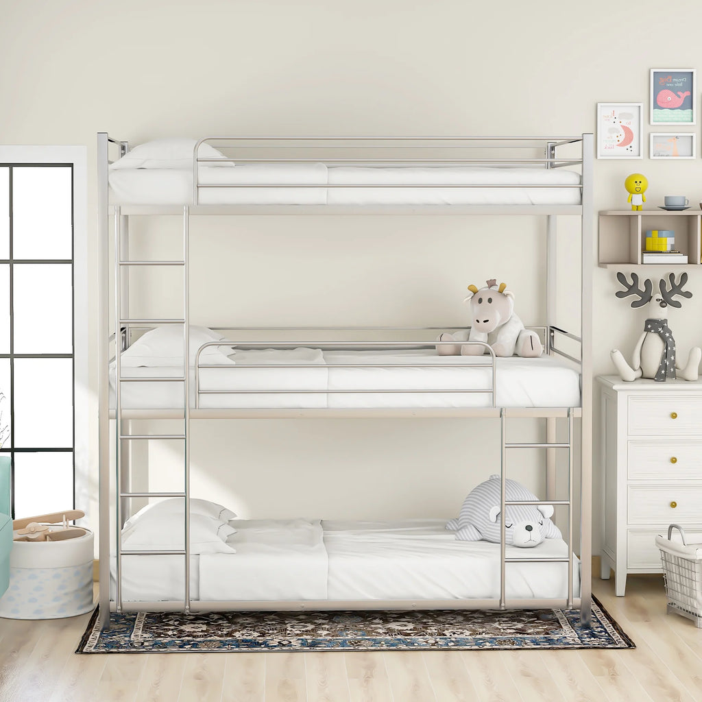 Metal Twin-over-Twin-over-Twin Bunk Bed J273