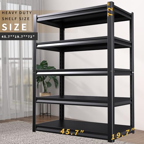 72" H Heavy Duty 5-Tier Adjustable Metal Shelving Unit G28520