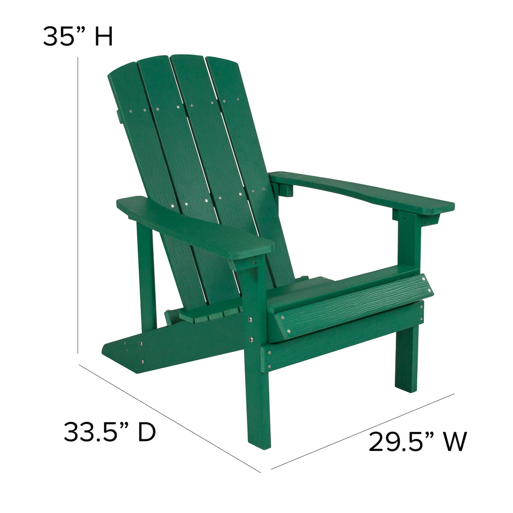 Set of 4 Green All-Weather Poly Resin Adirondack Chairs H53303