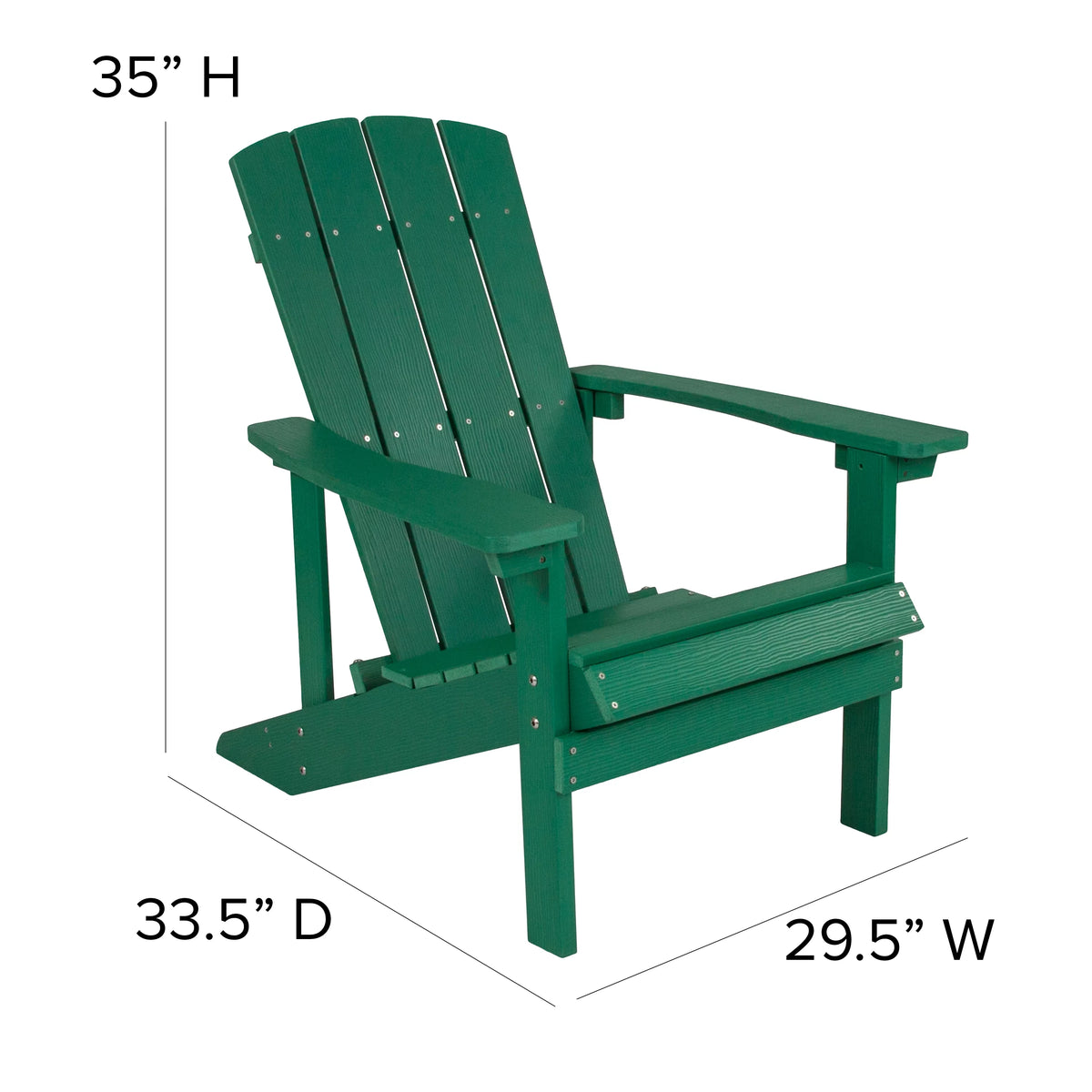Set of 4 Green All-Weather Poly Resin Adirondack Chairs H53303