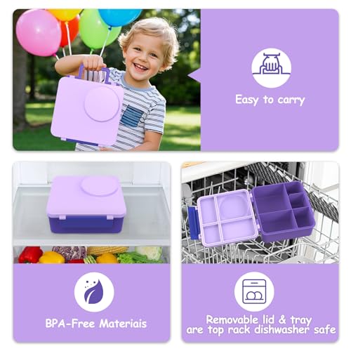 8oz Leak-Proof 4 Compartment Bento Lunch Box Set with Thermo Food Jar and Insulated Bag R15593