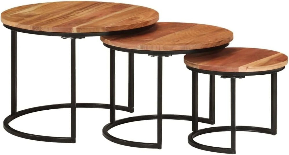 Solid Acacia Wood Nesting Side Tables Set of 3 C479