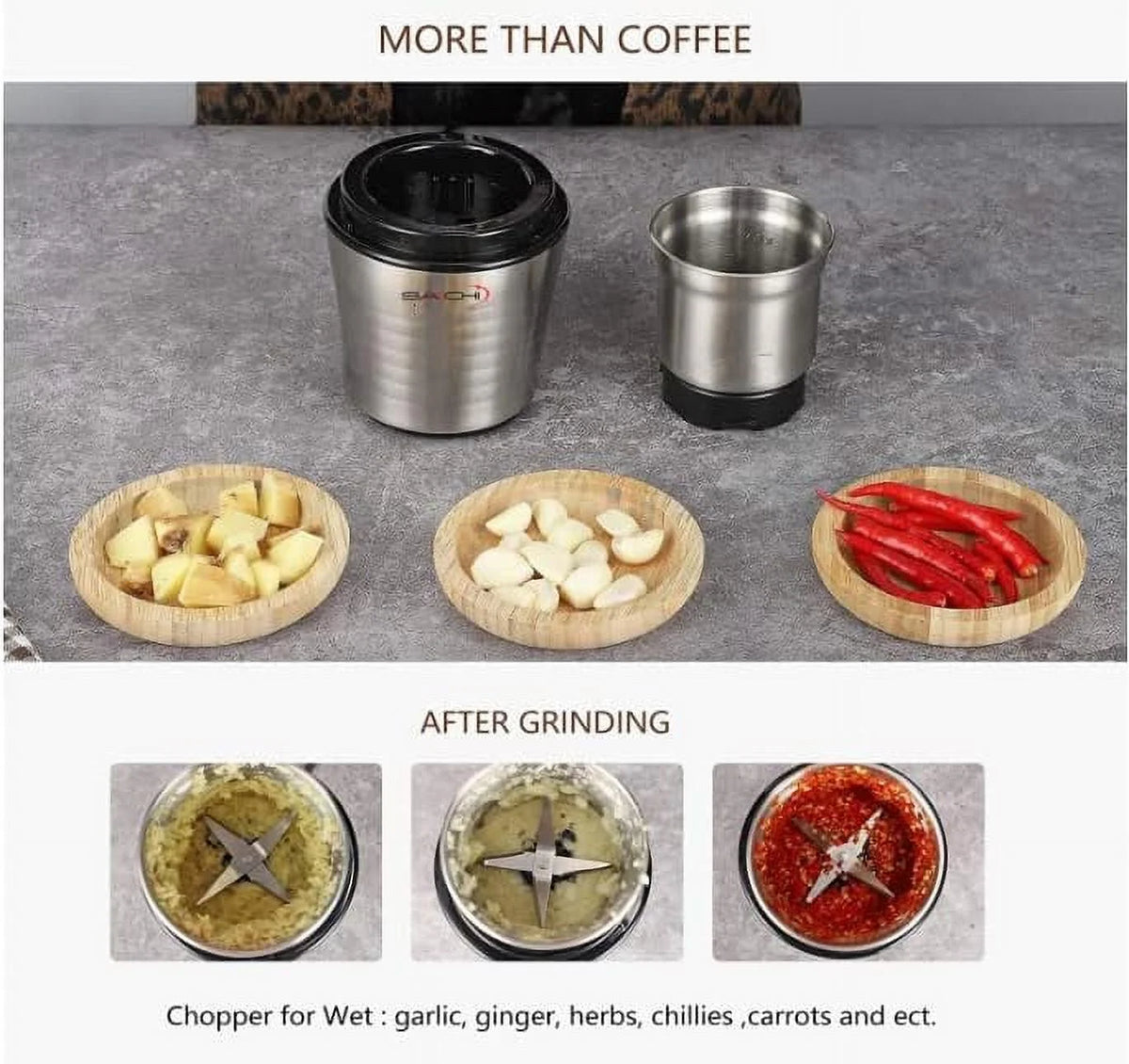 Electric Coffee Grinder Wet And Dry Spice Grinder with 2 Stainless Steel Blades K686